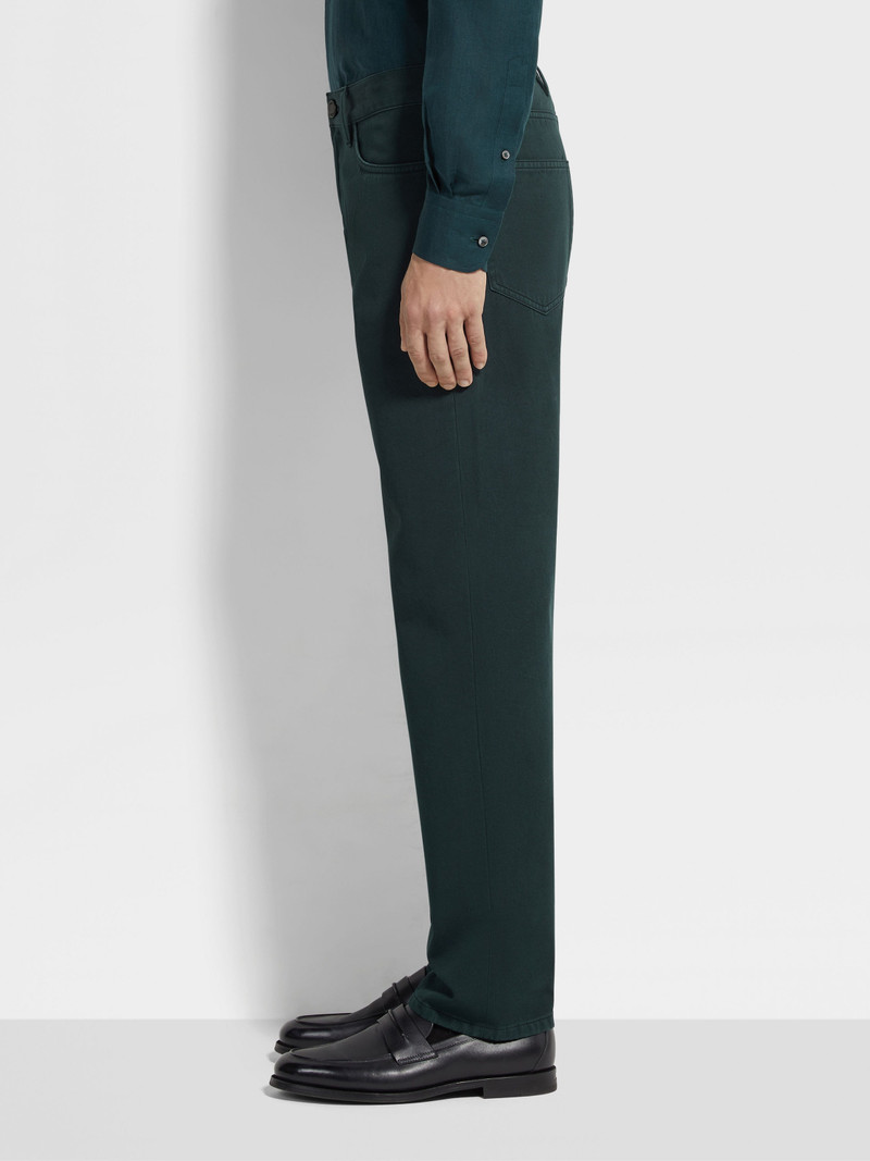 DARK GREEN COTTON AND CASHMERE ROCCIA PANTS 3