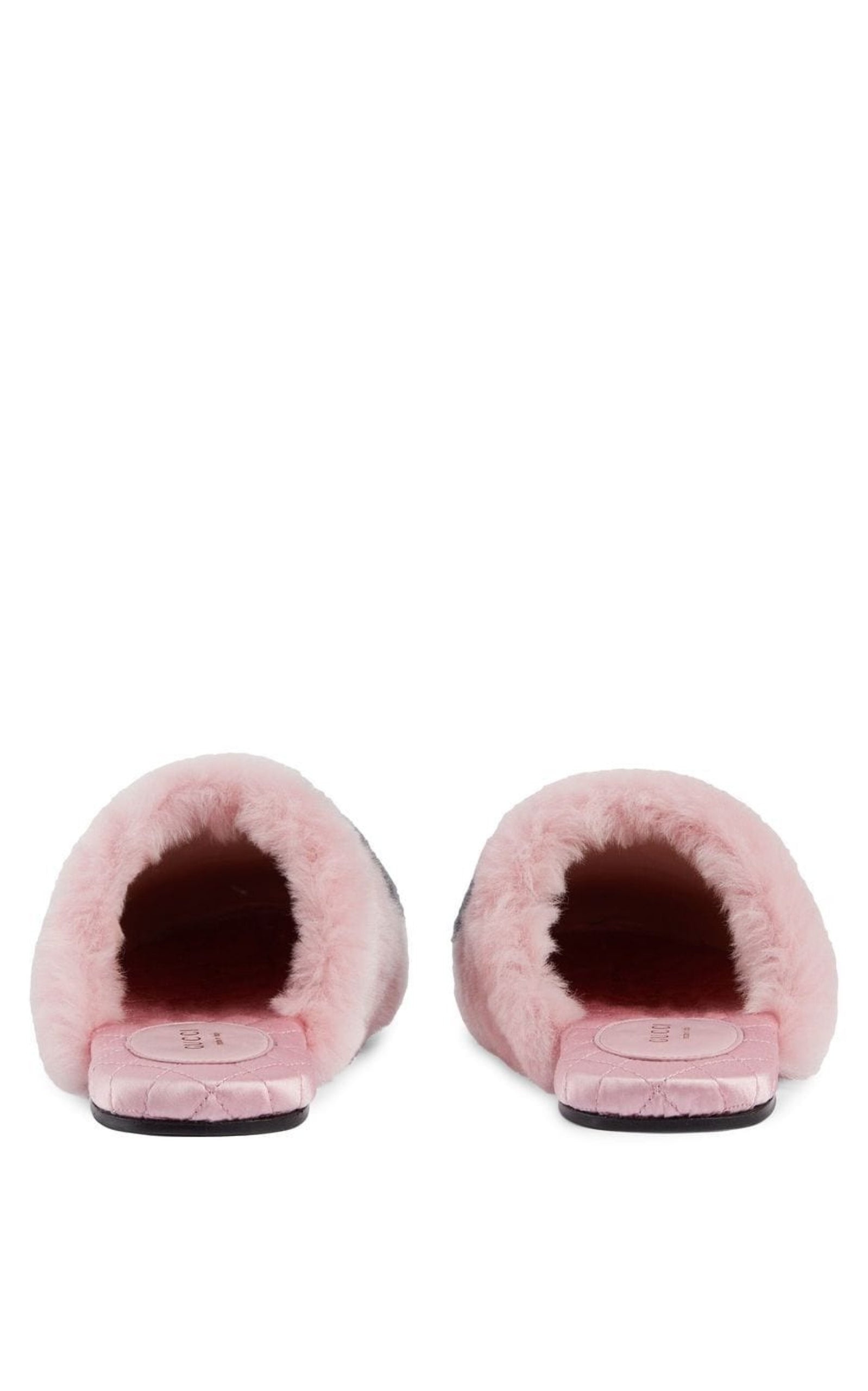 Interlocking G Faux Fur Slippers in Pink - 7