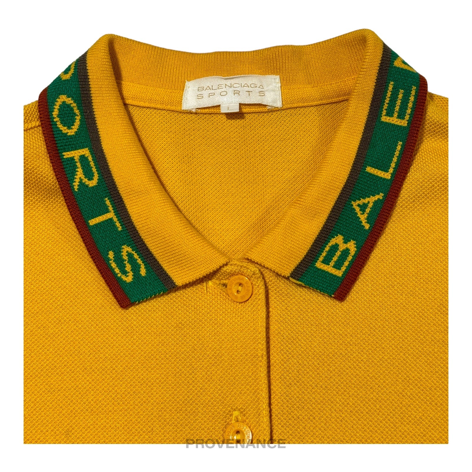Balenciaga Sports Pique Polo Shirt - Yellow Embroidered - 3