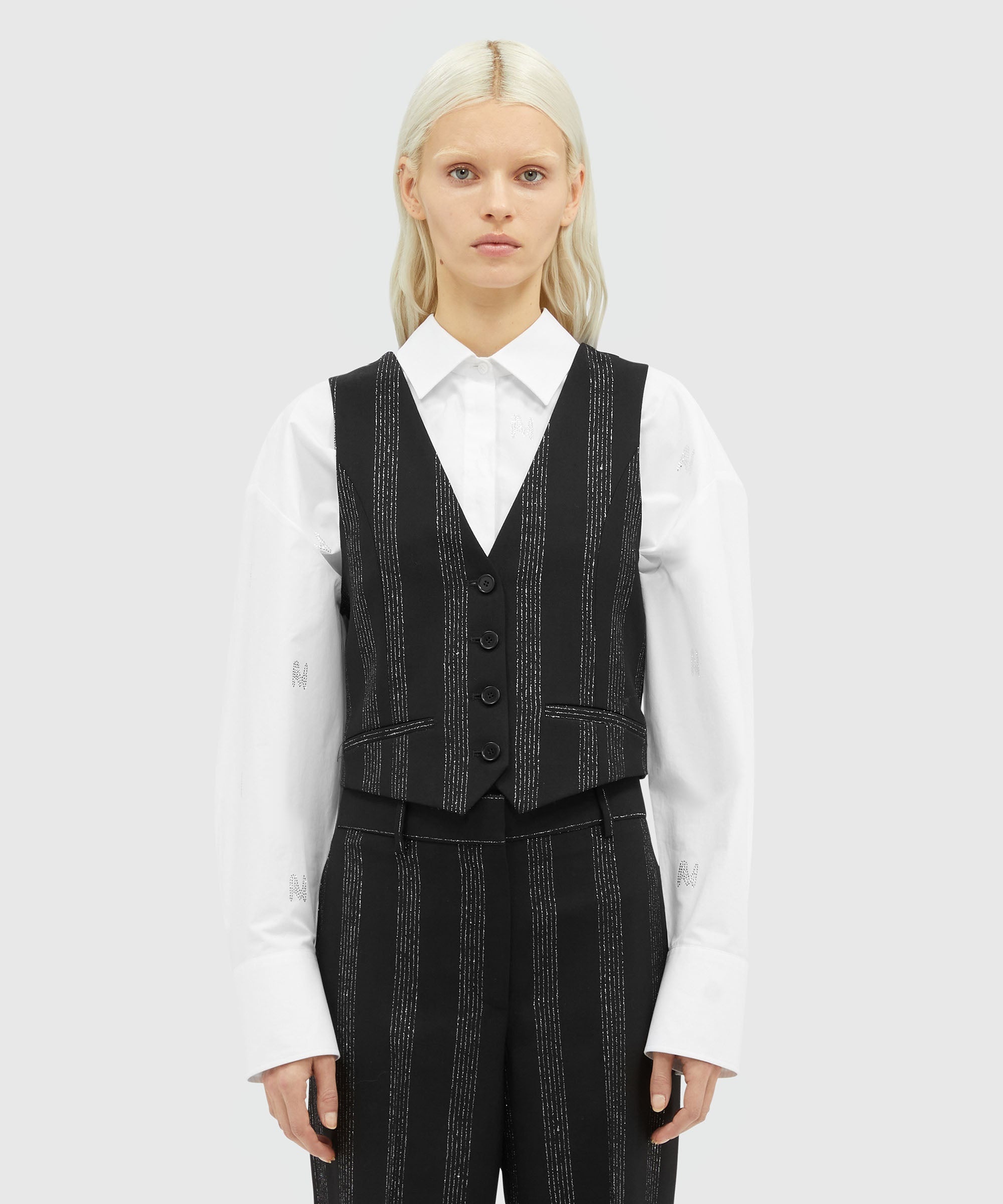 Wool lurex pinstripe vest - 2