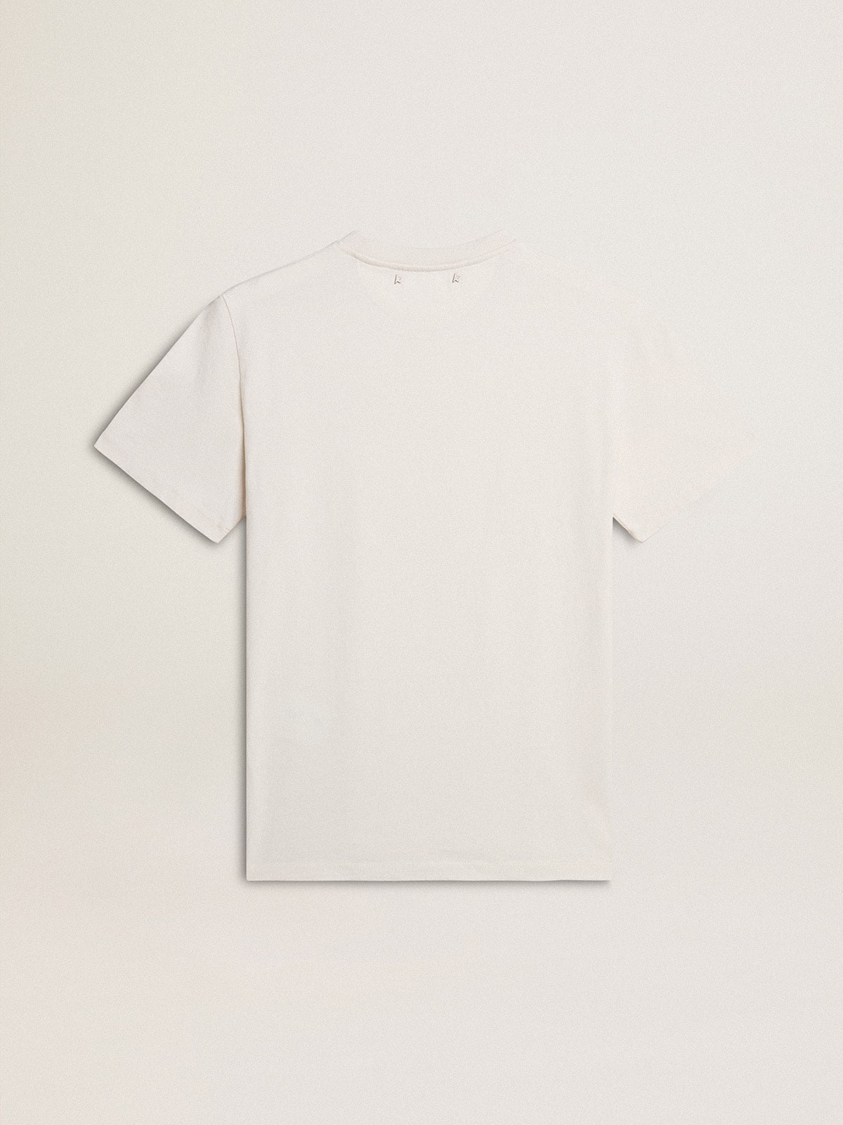 Women's worn-white cotton T-shirt with black lettering - 3