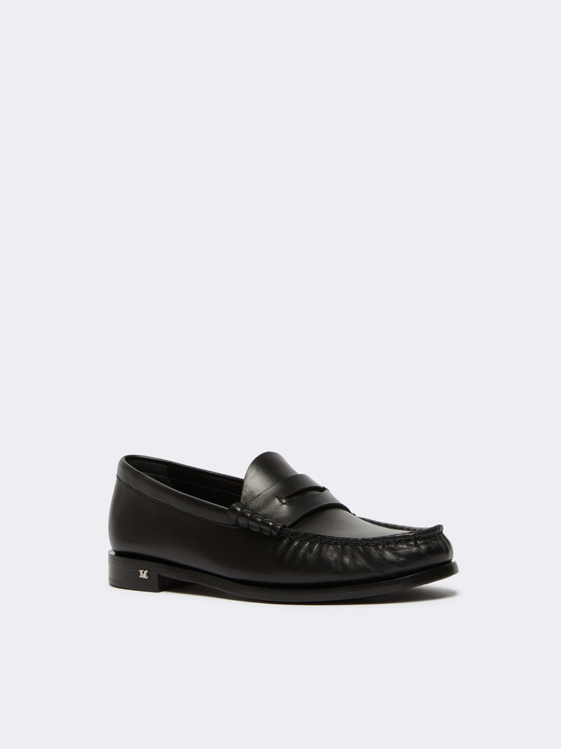 Max Mara BOYMOC Classic leather moccasins - BLACK outlook