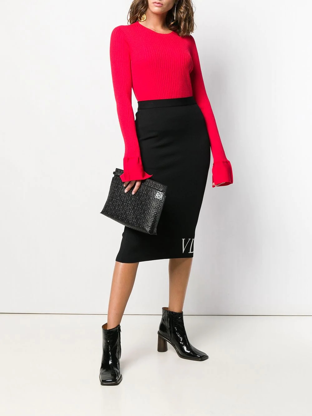 logo knitted pencil skirt - 2