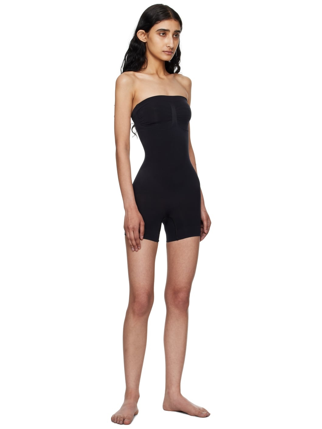 Black Seamless Sculpt Strapless Shortie Bodysuit - 4