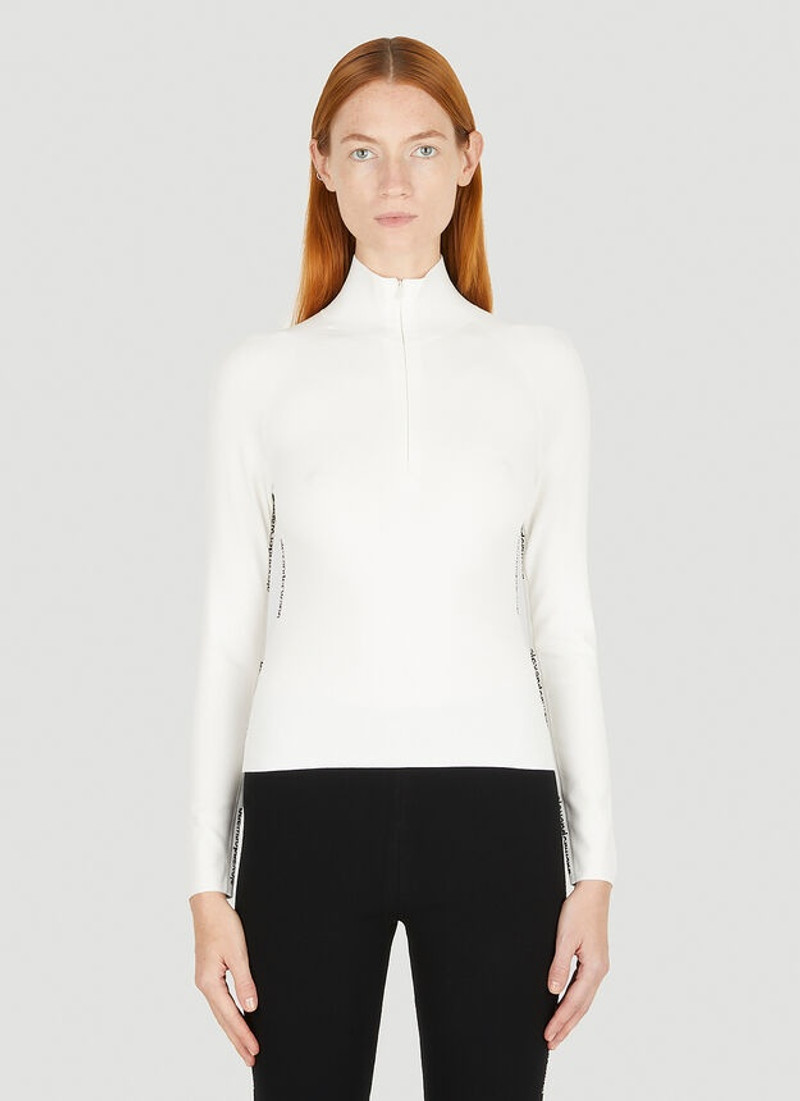 Jacquard Logo Zip Top in White 1