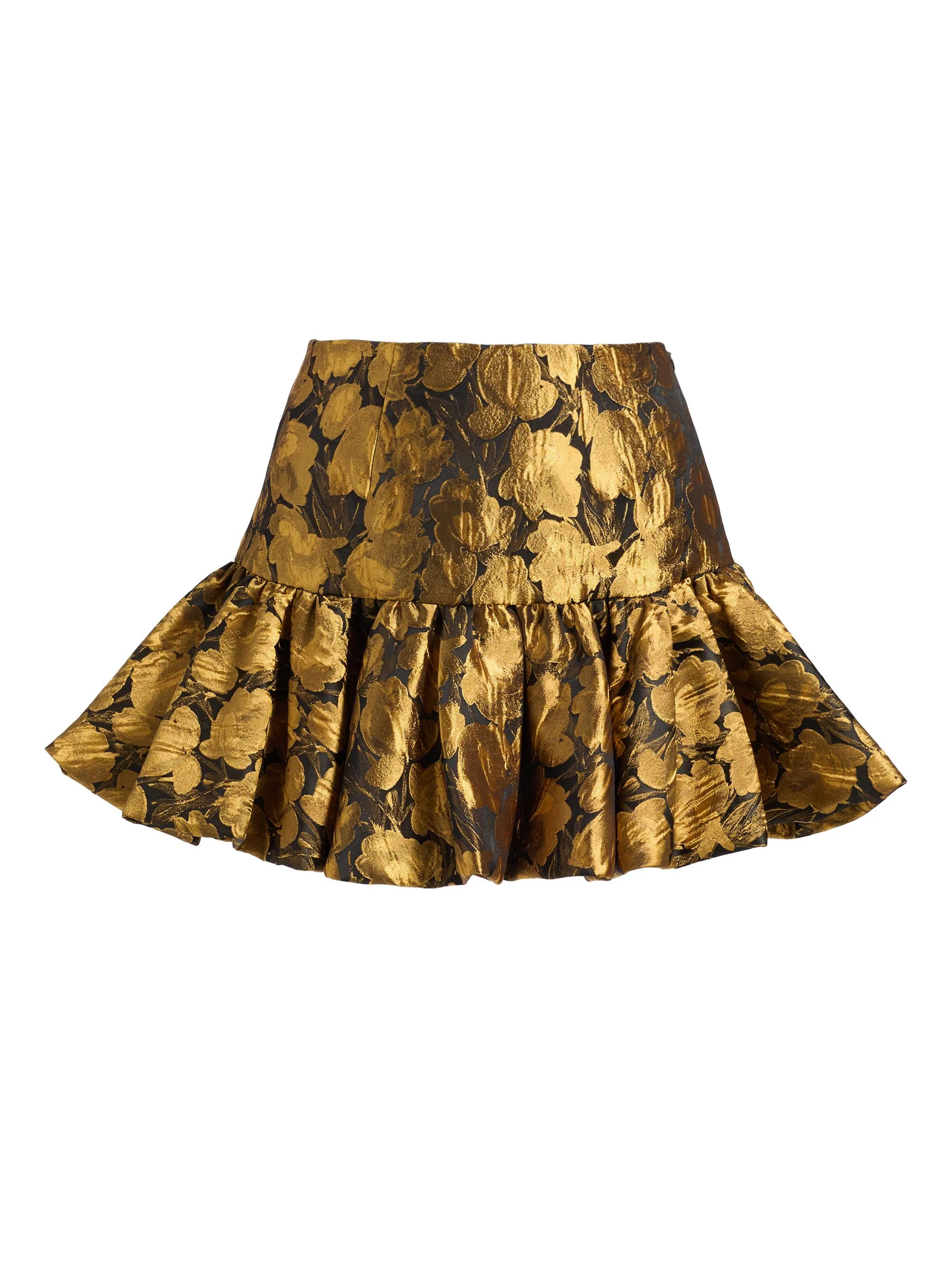 Women's Stormi Metallic Floral Brocade Miniskirt - Black Gold - 1