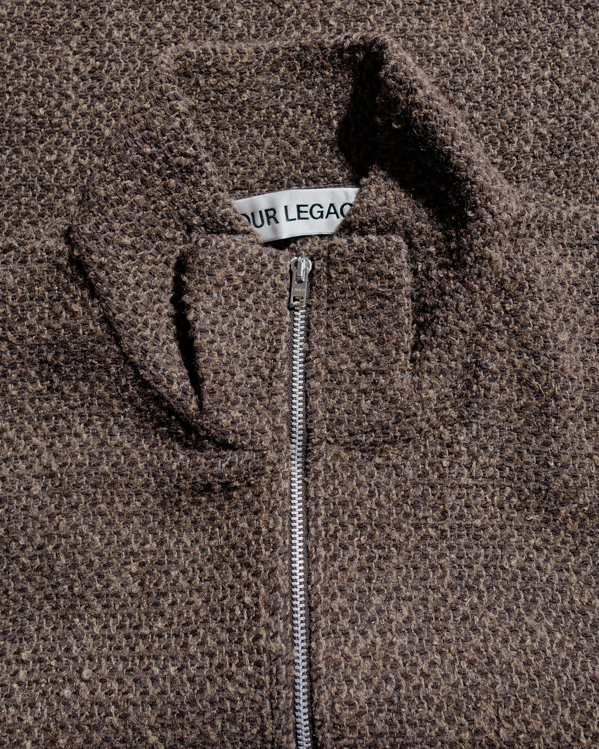 Shrunken Full Zip Polo Brown Sparse Buckle Weave - 5