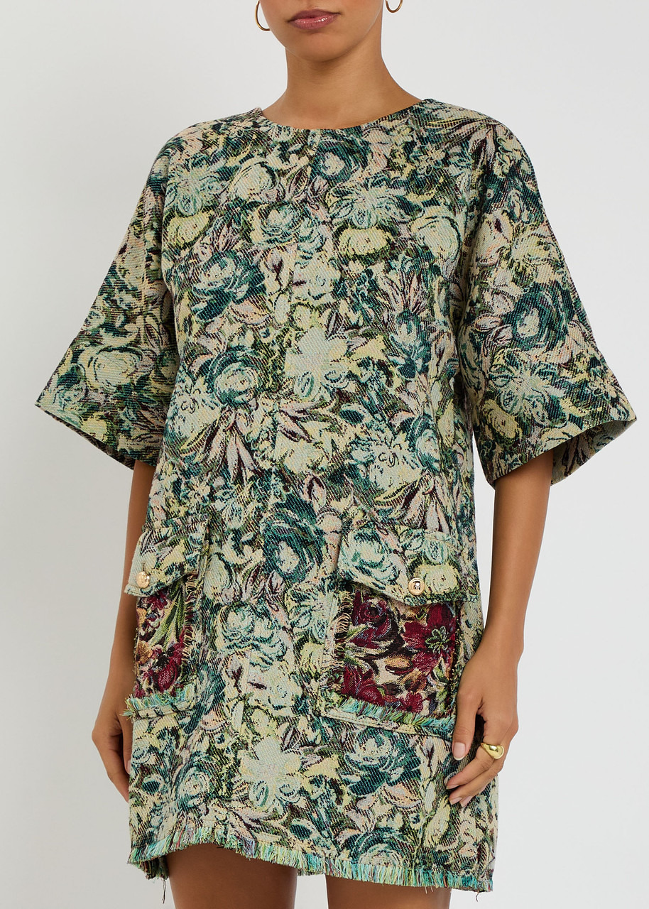 Ganni Tapestry Patterned-jacquard Woven Mini Kimono Dress - 2