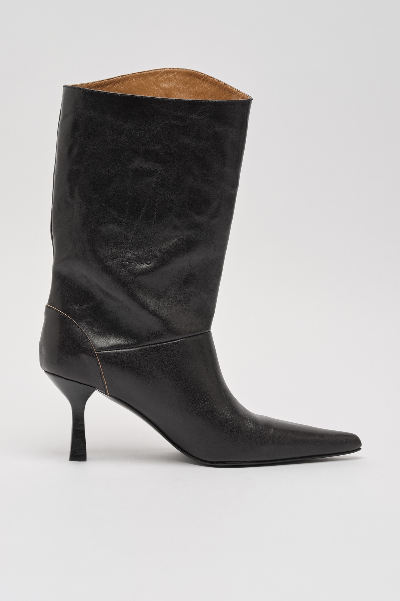 Envelope Boot Top Dyed Black Leather - 4