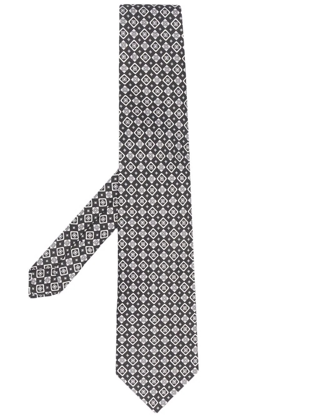 geometric-print silk tie - 1