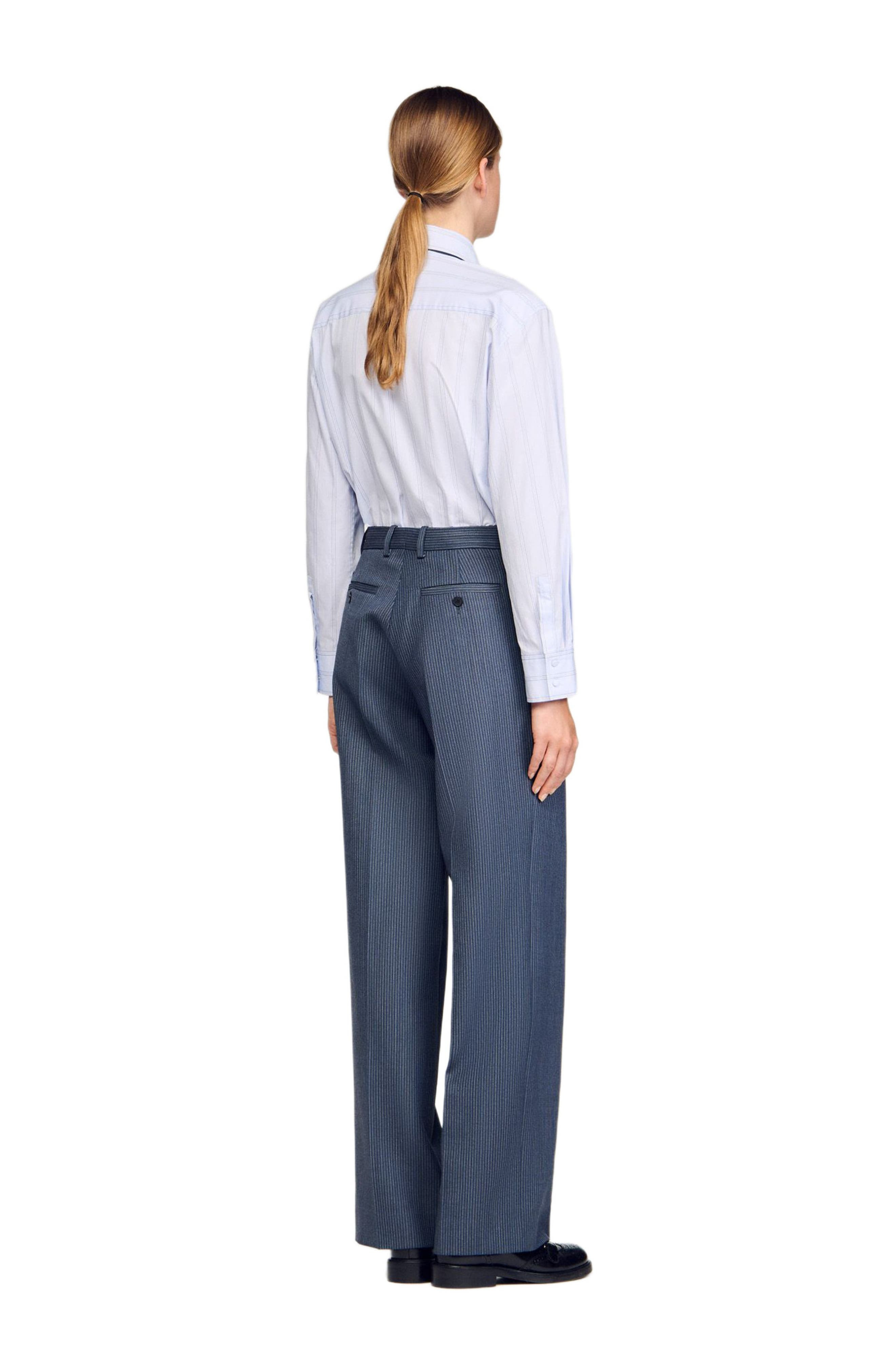 SANDRO Striped wide-leg trousers in Blue at Nordstrom - 2
