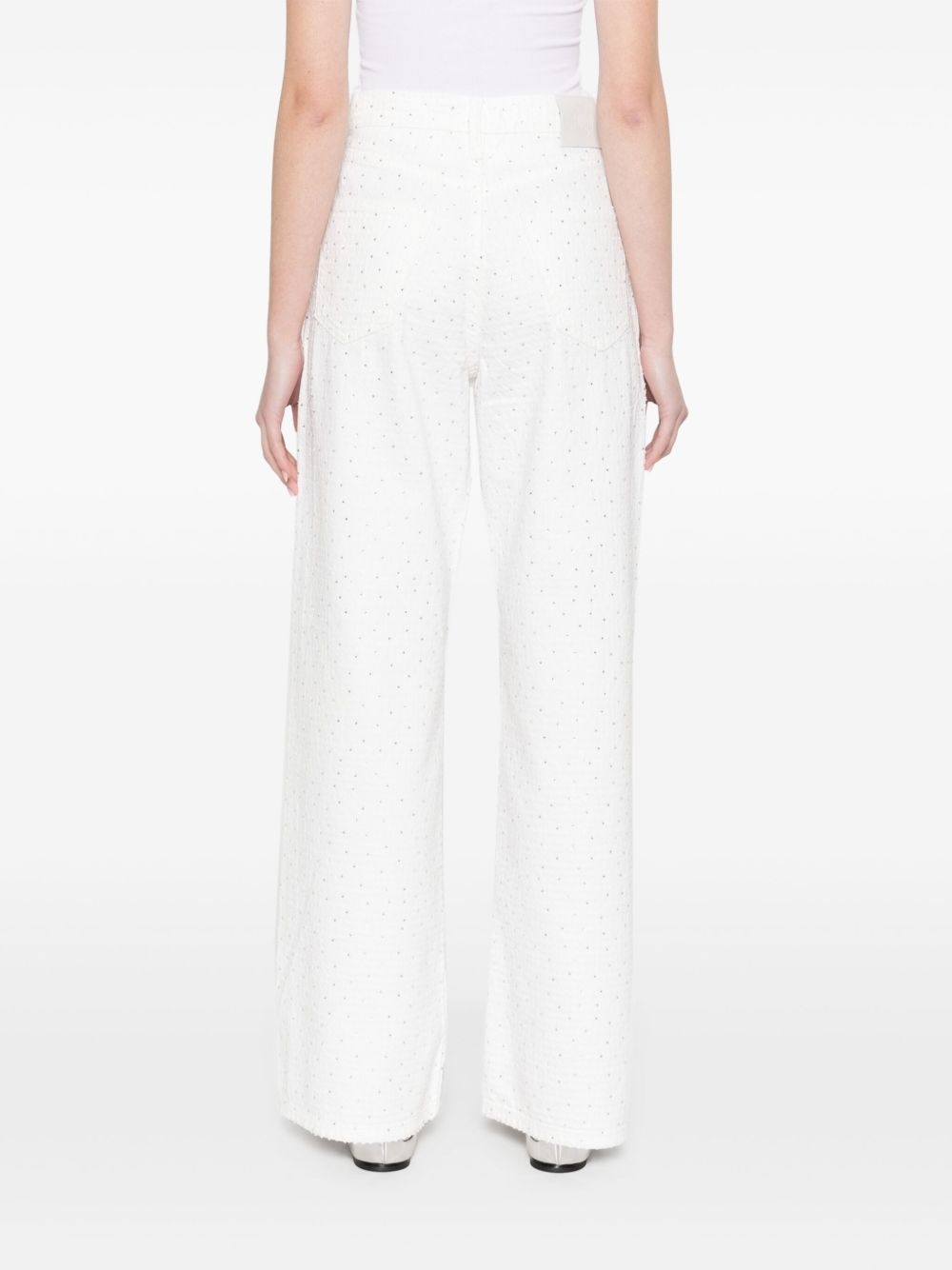 rhinestone-embellished wide-leg jeans - 4