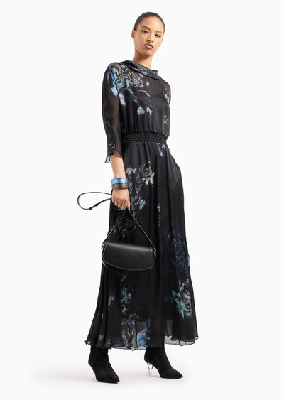 GIORGIO ARMANI Silk charmeuse long dress in a floral print outlook