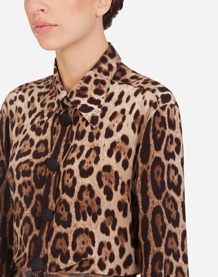 Crêpe de chine shirt with leopard print - 4