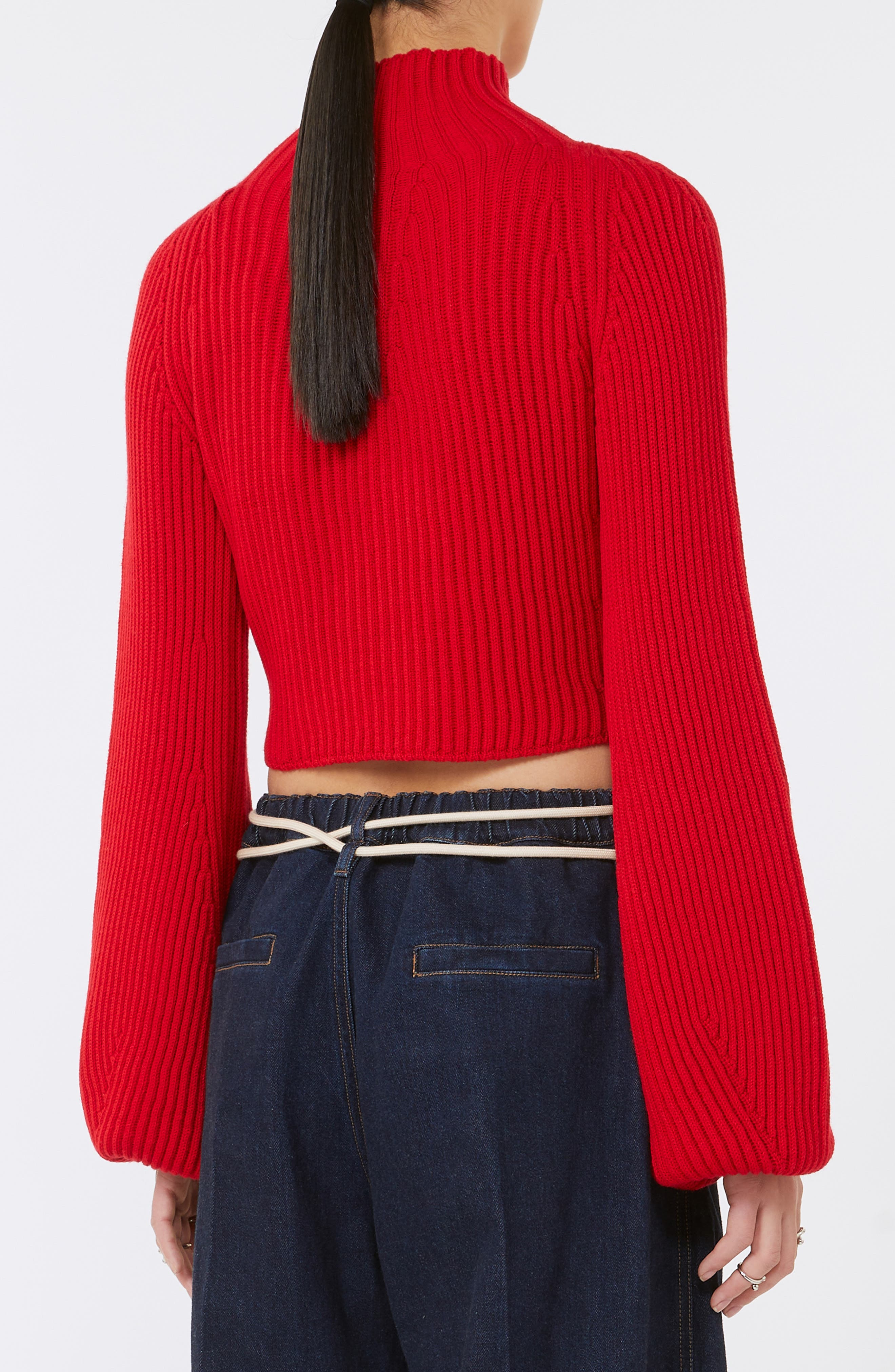 SPORTMAX Marmo Bell Sleeve Crop Sweater in Red at Nordstrom - 2