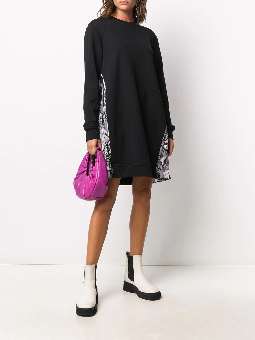 pleated side panel sweatshirt dress - 2