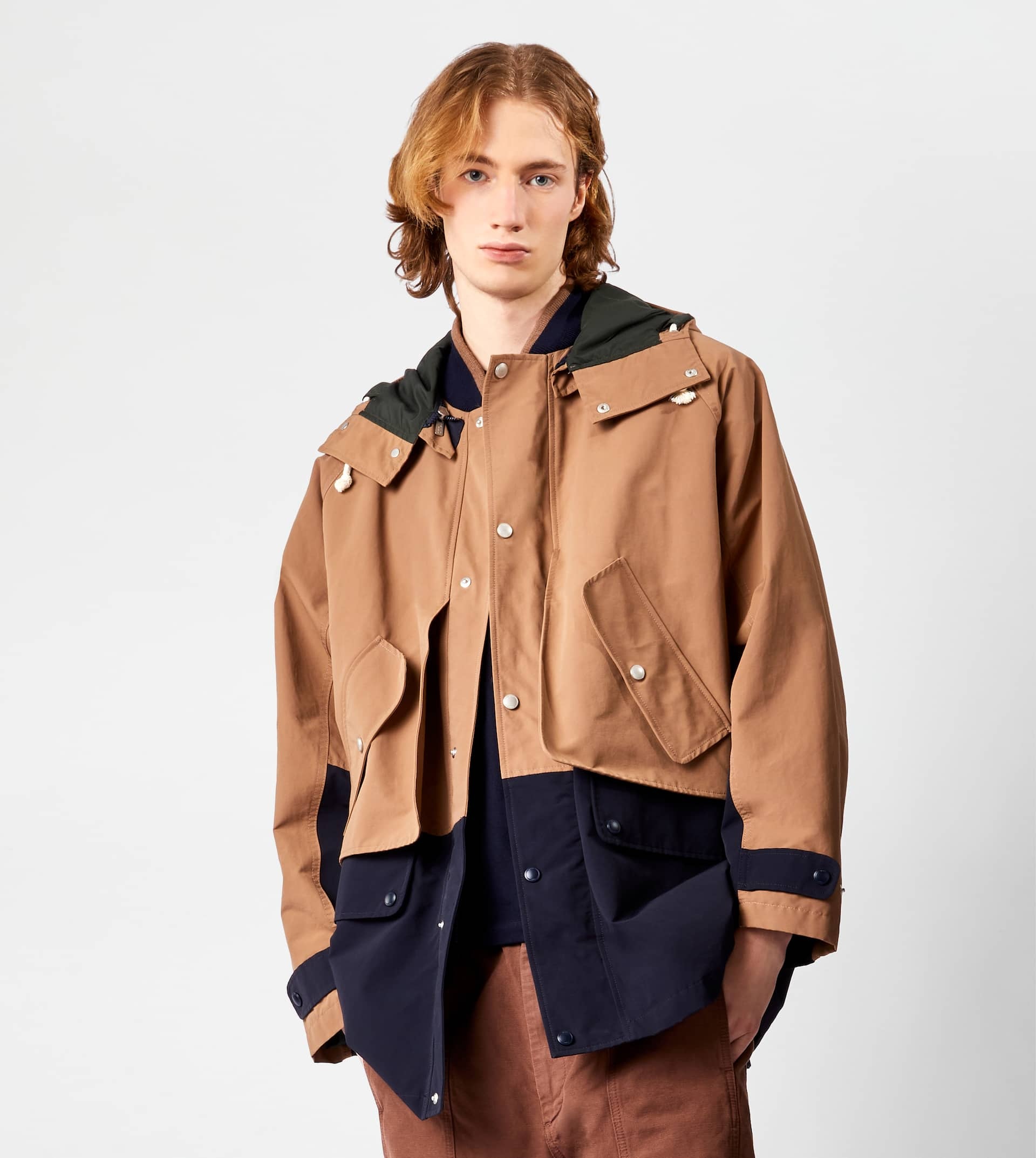 COLOR BLOCK PARKA - BROWN, BLUE - 7