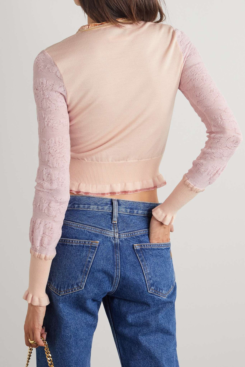 Ruffled velvet-trimmed wool cardigan 3