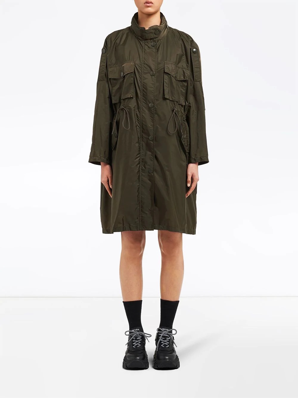 drawstring waist raincoat - 2