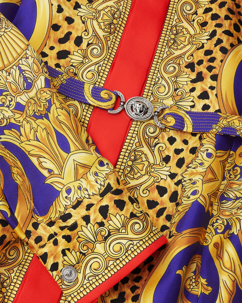VERSACE Cheetah Barocco Silk Midi Shirt Dress outlook