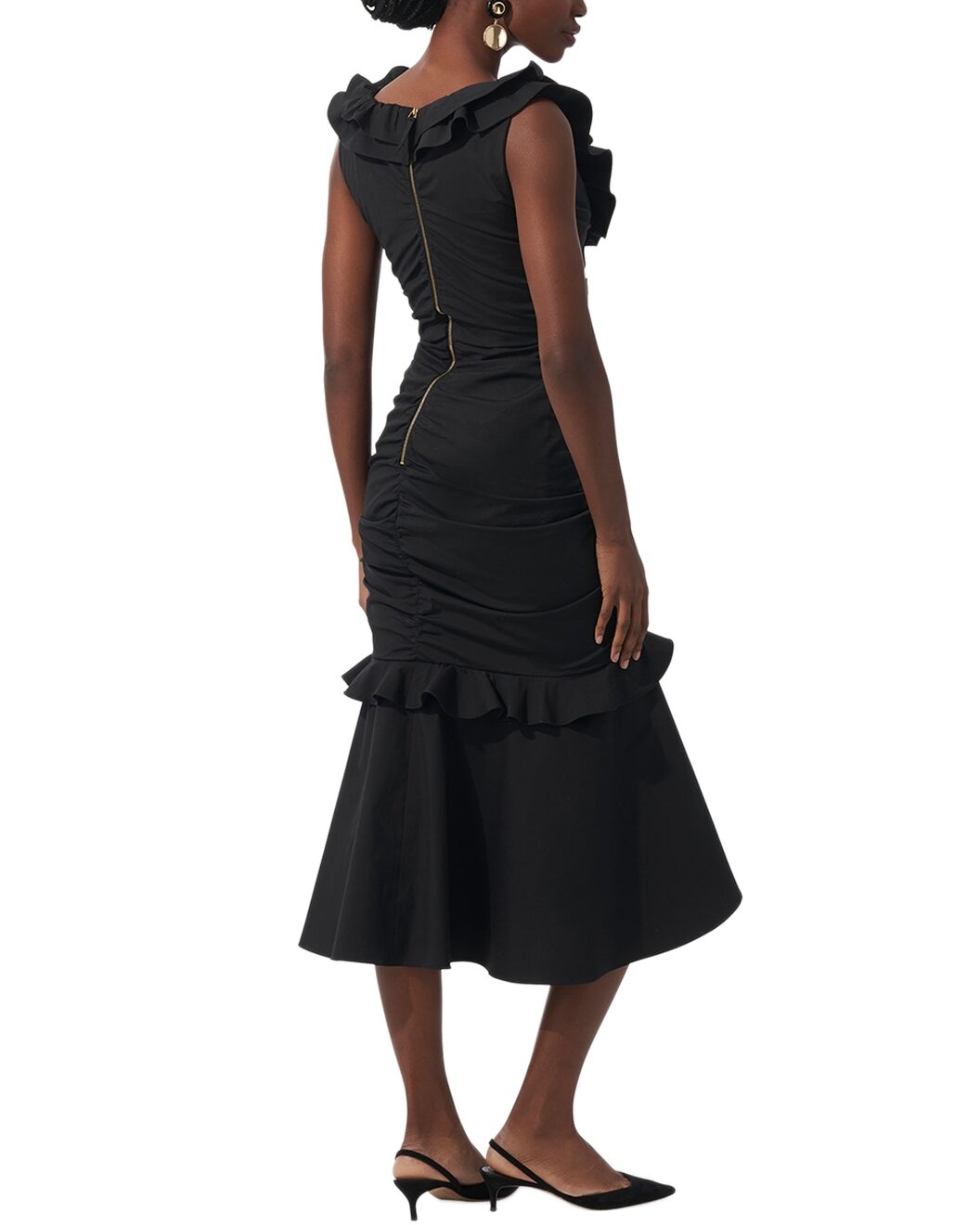 Carolina Herrera V-Neck Ruched Midi Dress - 2