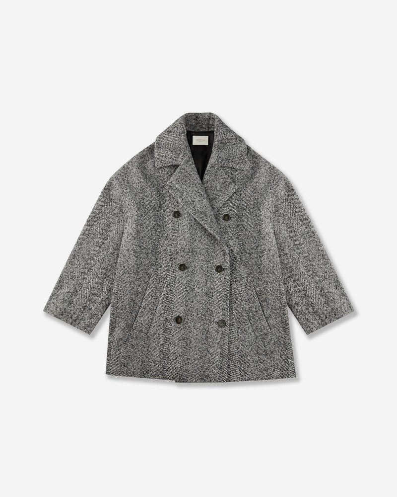 Wide fit herringbone wool peacoat 1