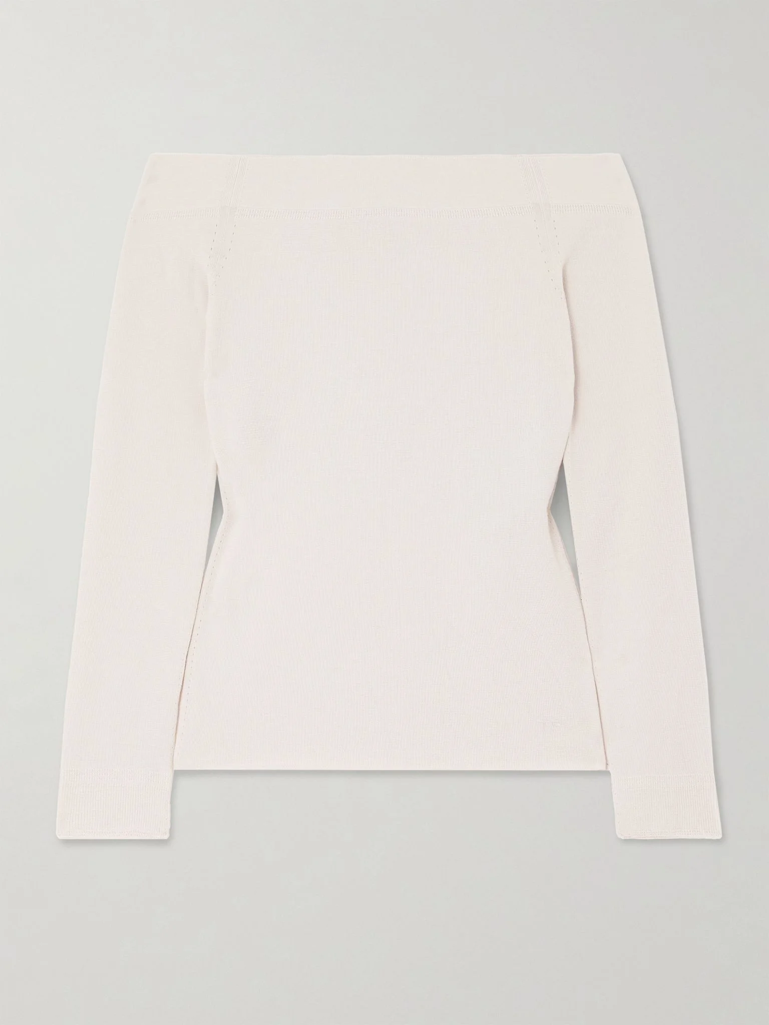 Off-the-shoulder cashmere and silk-blend top Off-white - 1