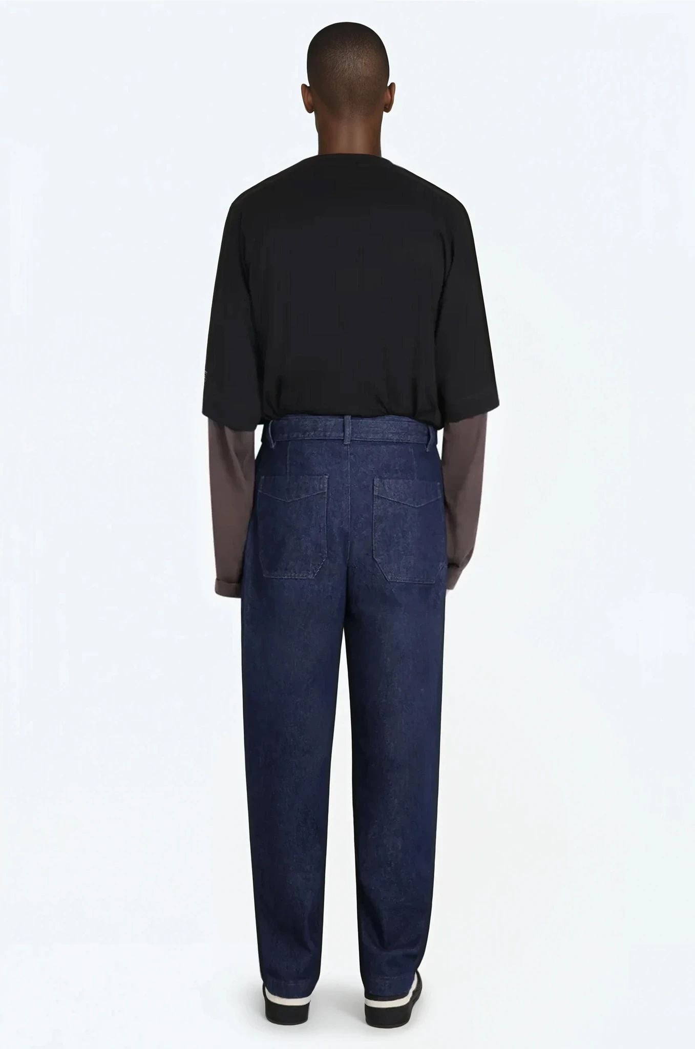 BELTED TUCK TAILORED DENIM PANT | INDIGO - 4