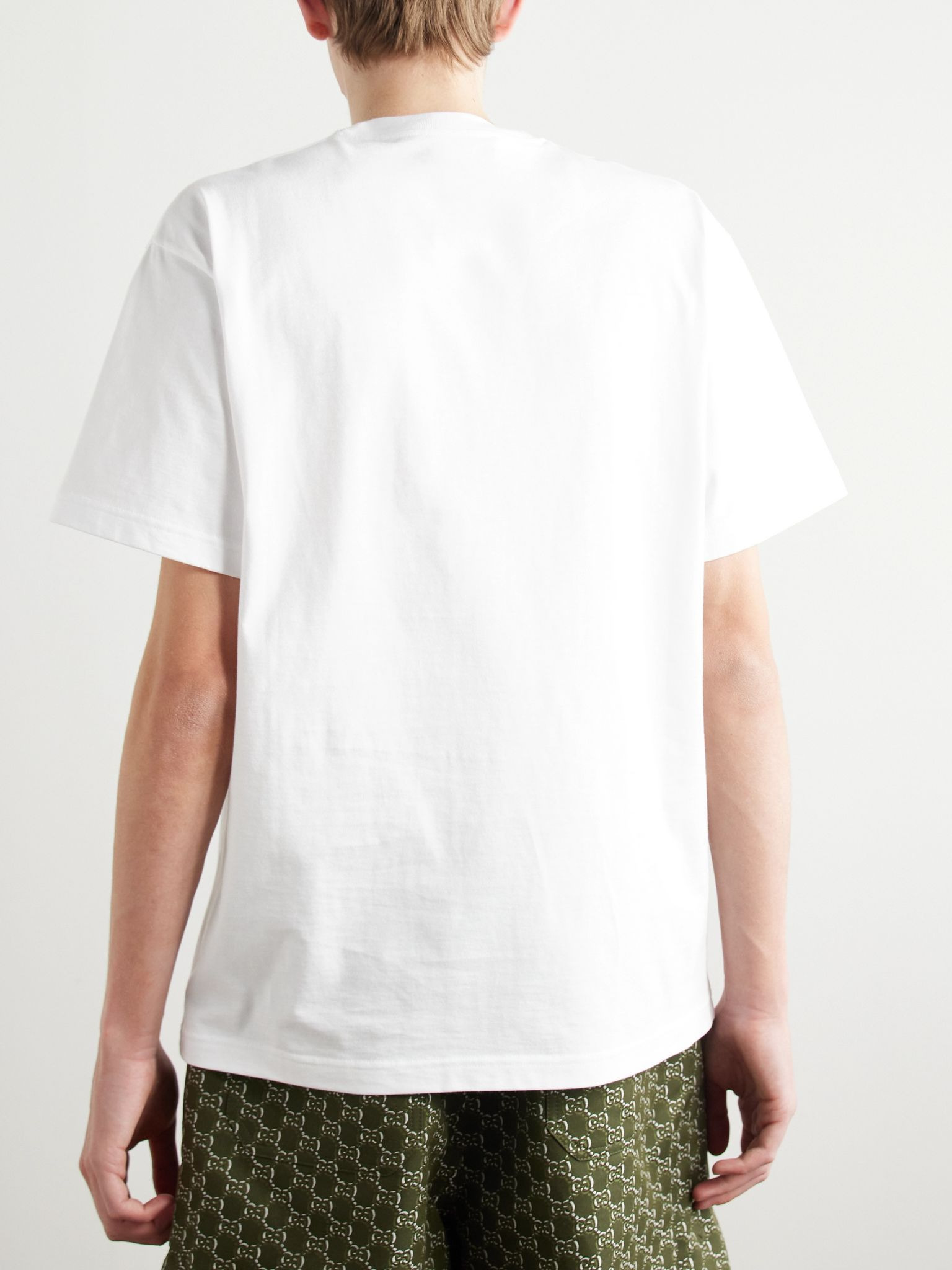 Logo-Embroidered Cotton-Jersey T-Shirt White - 3