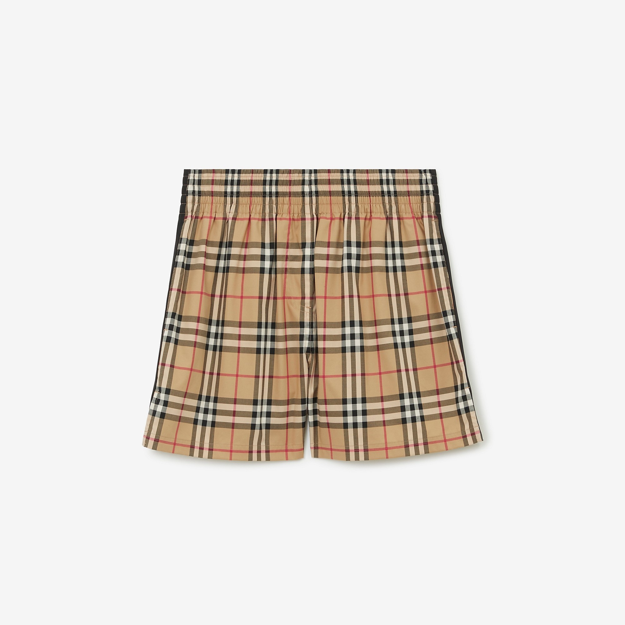 Side Stripe Vintage Check Stretch Cotton Shorts - 1