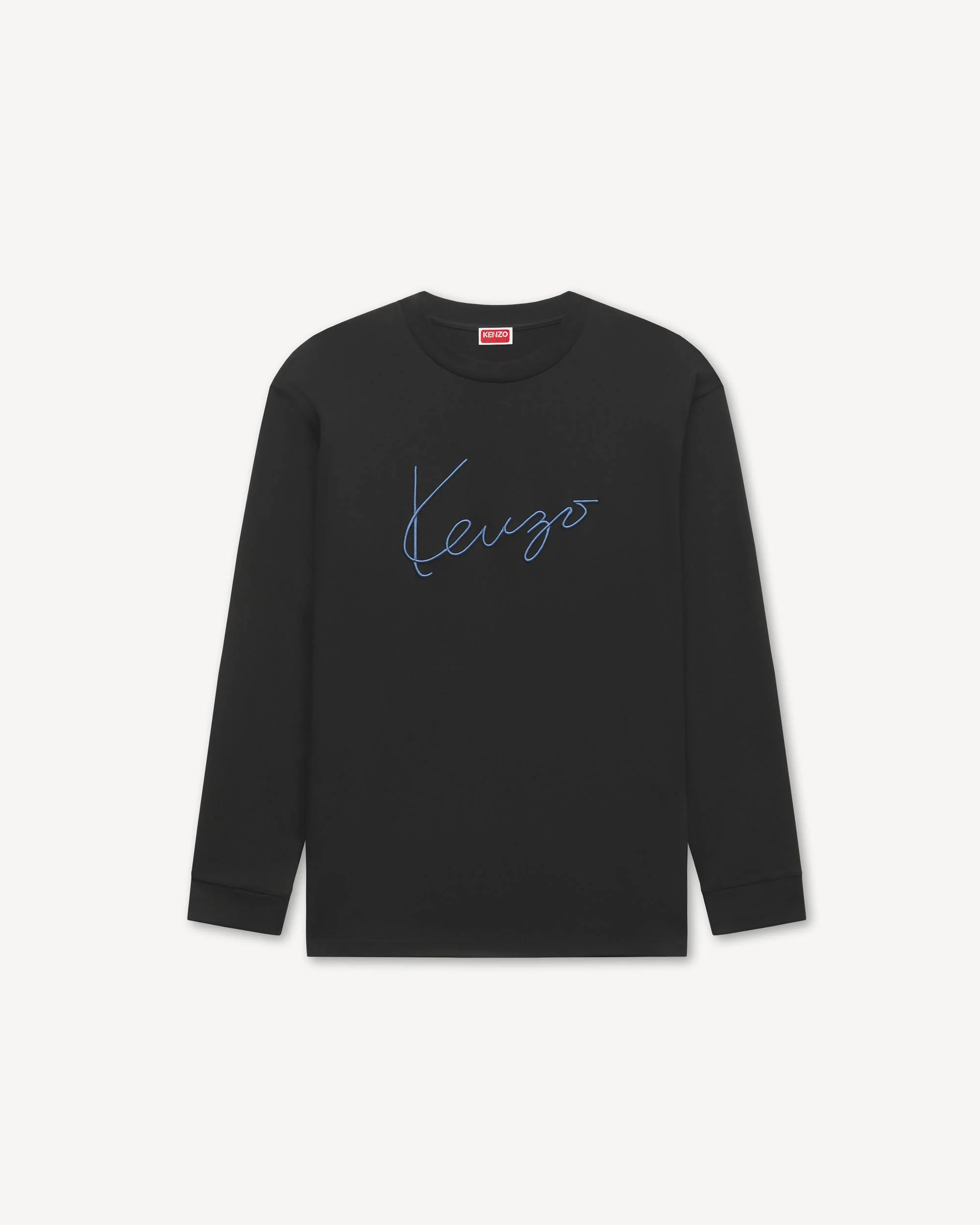 'KENZO Signature' embroidered long sleeve T-shirt in cotton - 1
