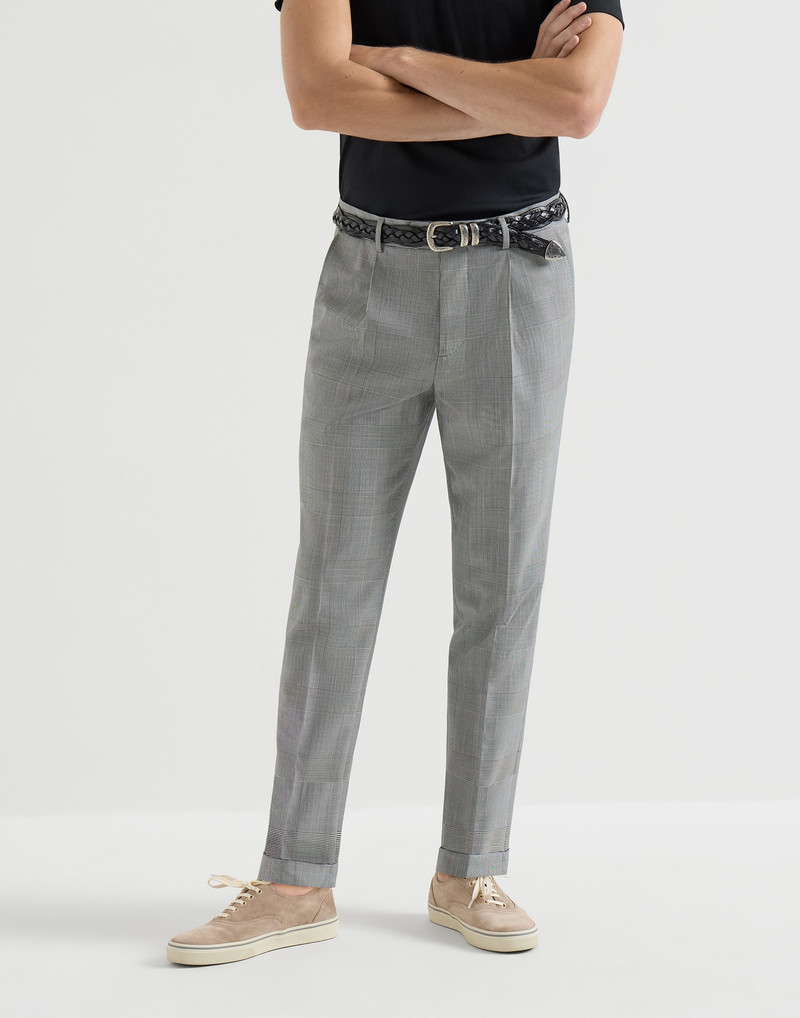 Virgin wool Prince of Wales trousers with pleat 2
