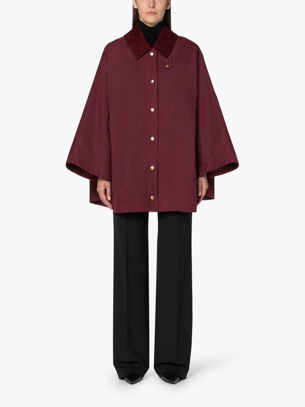 CORA BURGUNDY WAXED COTTON FIELD COAT - 3