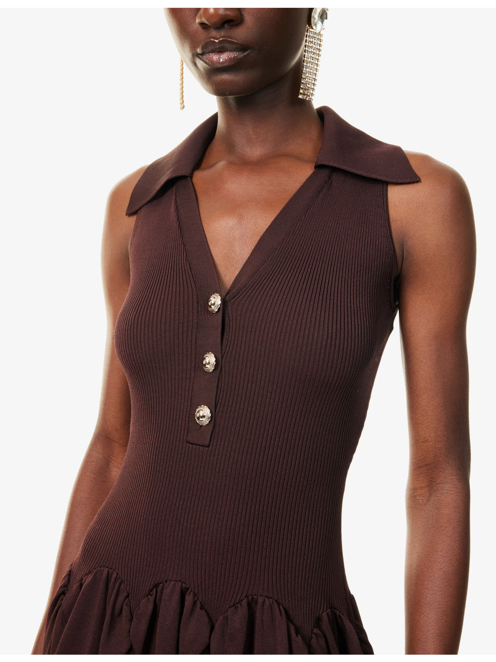 Ribbed Sleeveless Knitted Midi Dress - 5