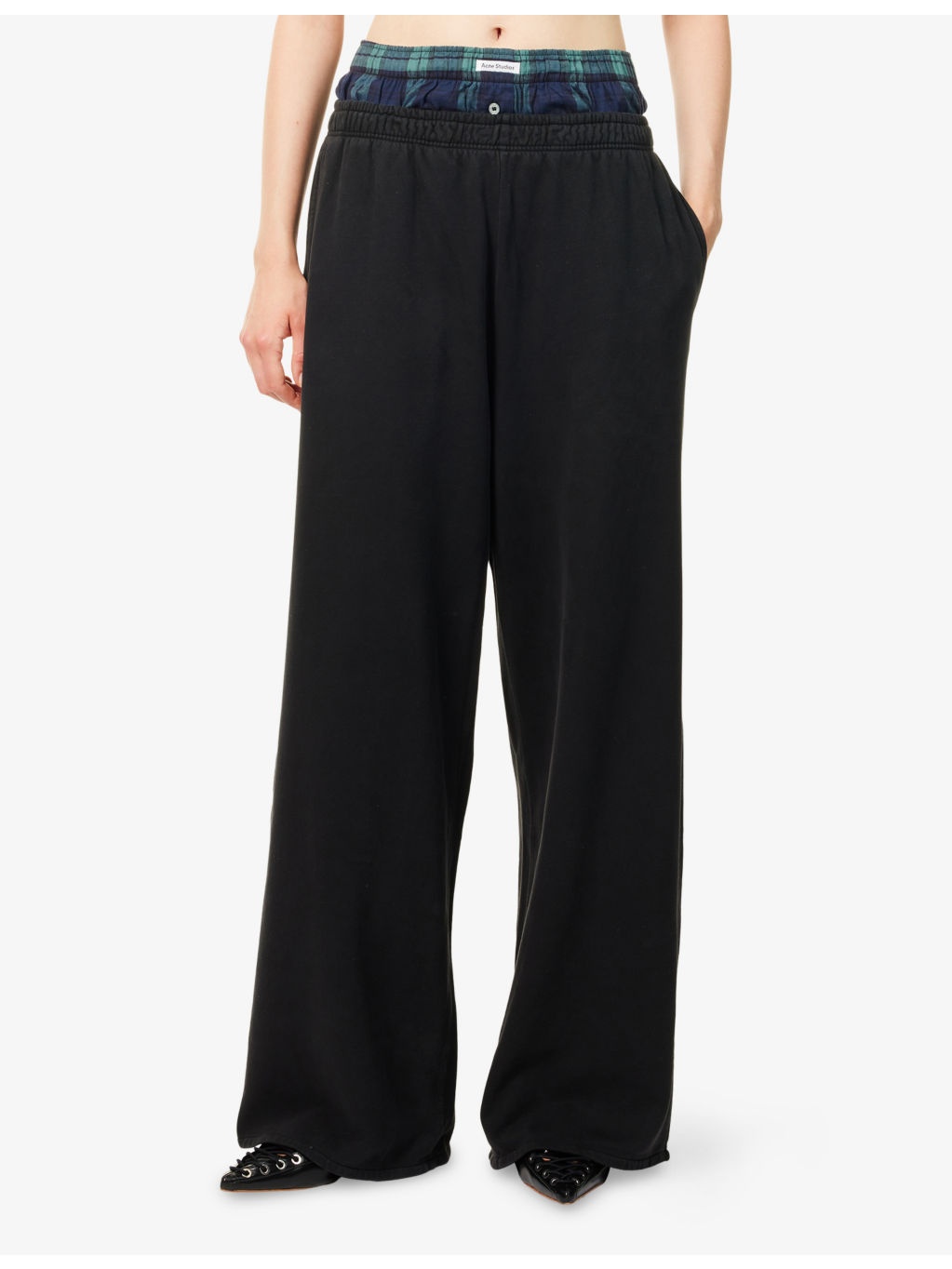 Double-Waistband Wide-Leg Cotton-Jersey Jogging Bottoms - 3