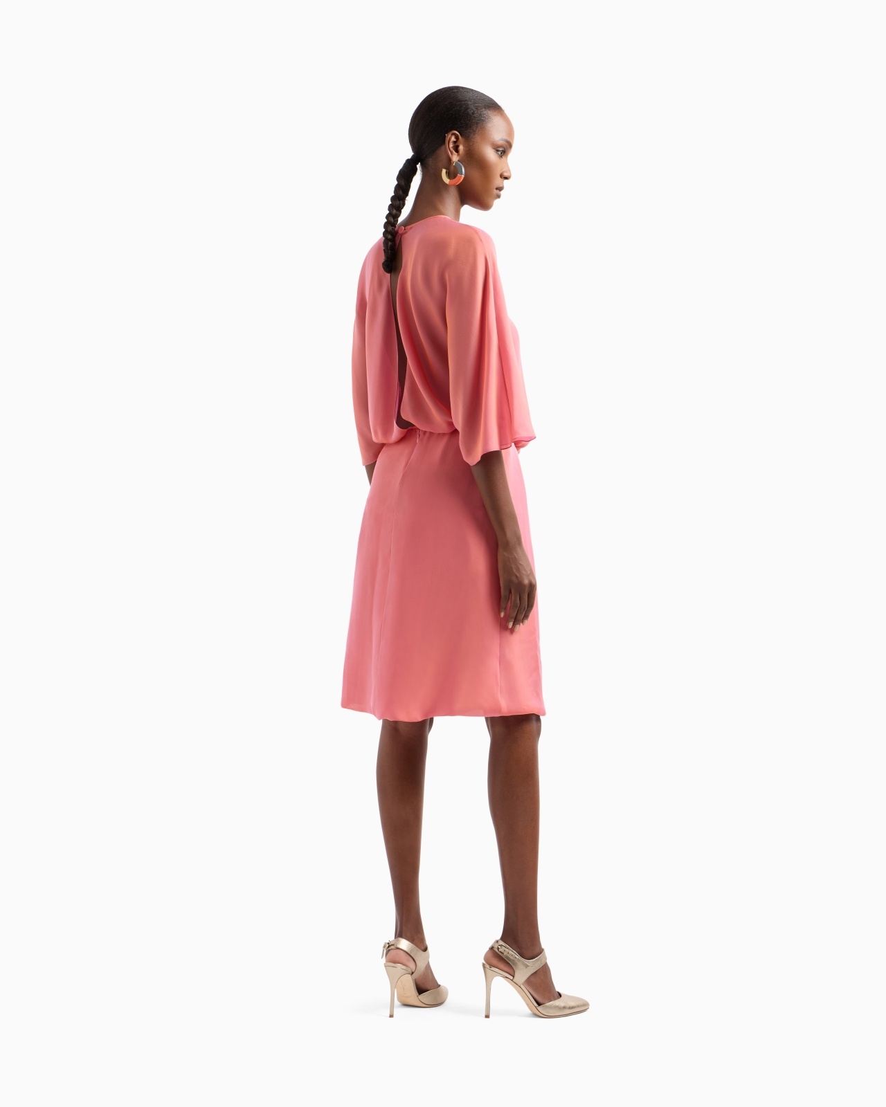 SHORT DRESS IN TWO-TONE SILK CHIFFON - 3
