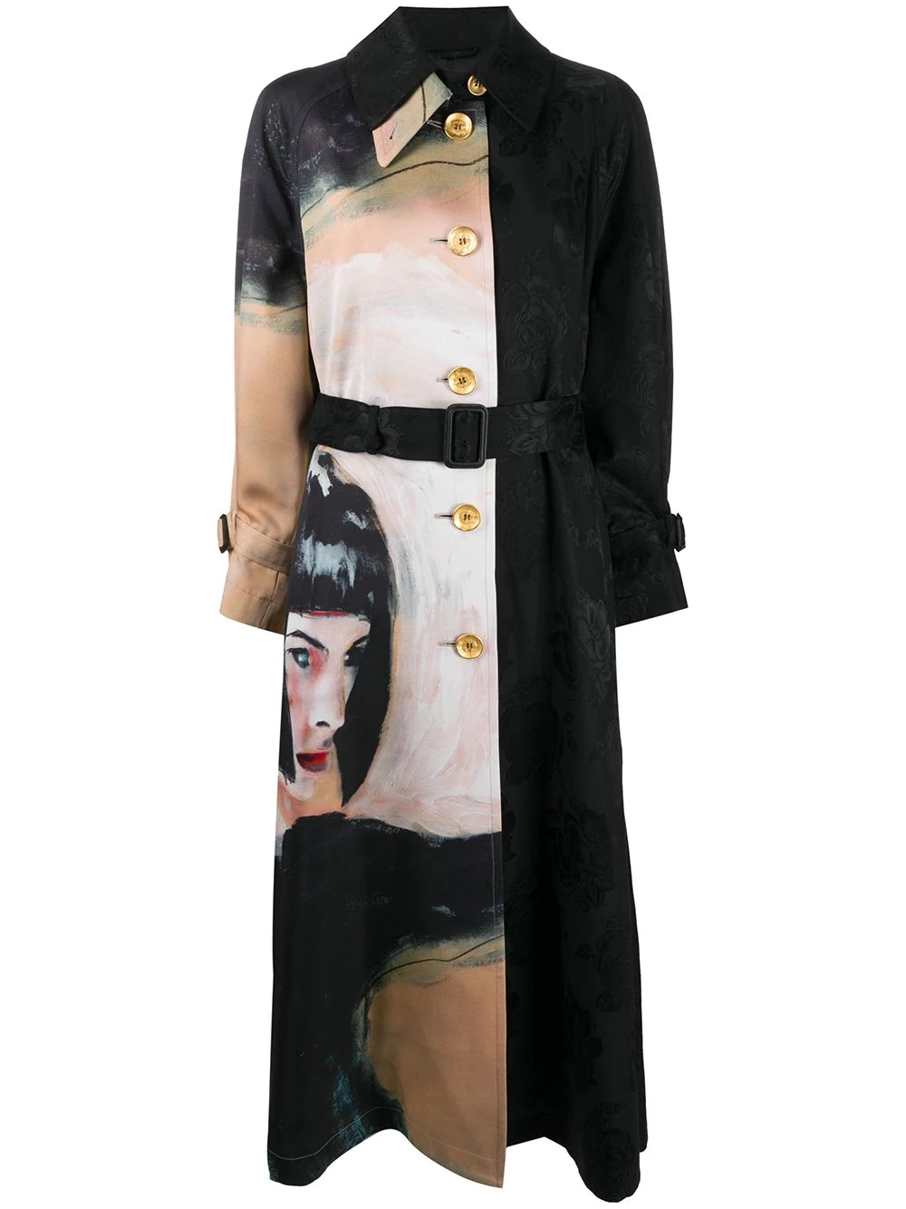 printed trench coat - 1