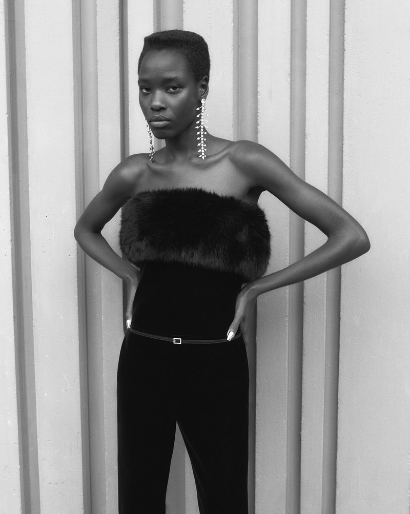 SAINT LAURENT strapless jumpsuit in cupro velvet outlook