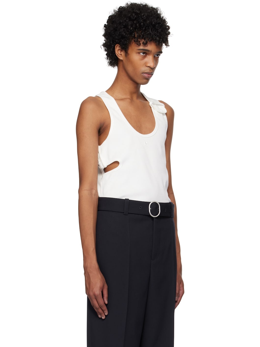 White 90's Rib Cut Out Tank Top - 2