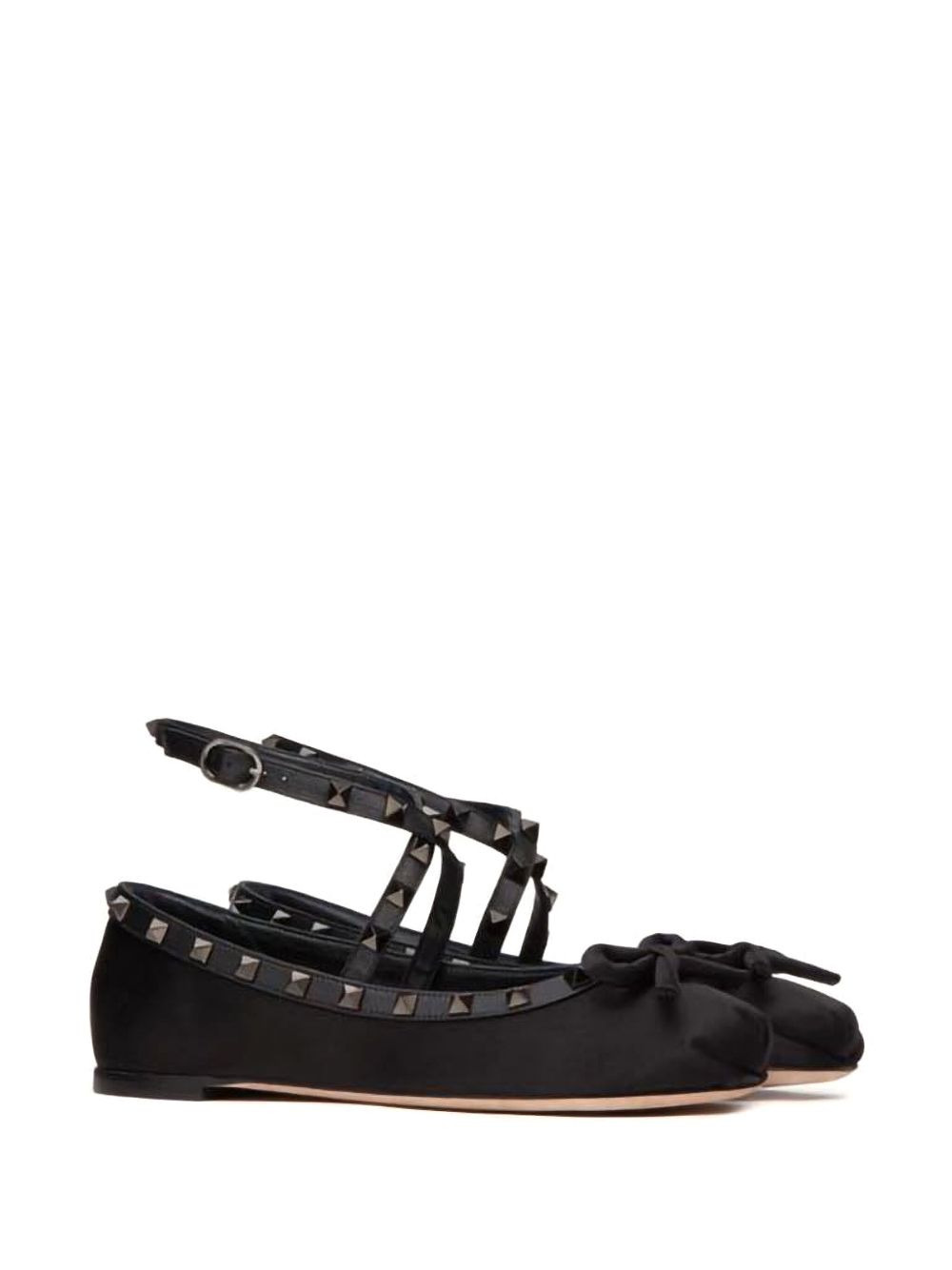 Garavani Rockstud Bow Detailed Ballerina Shoes "Black" - 3