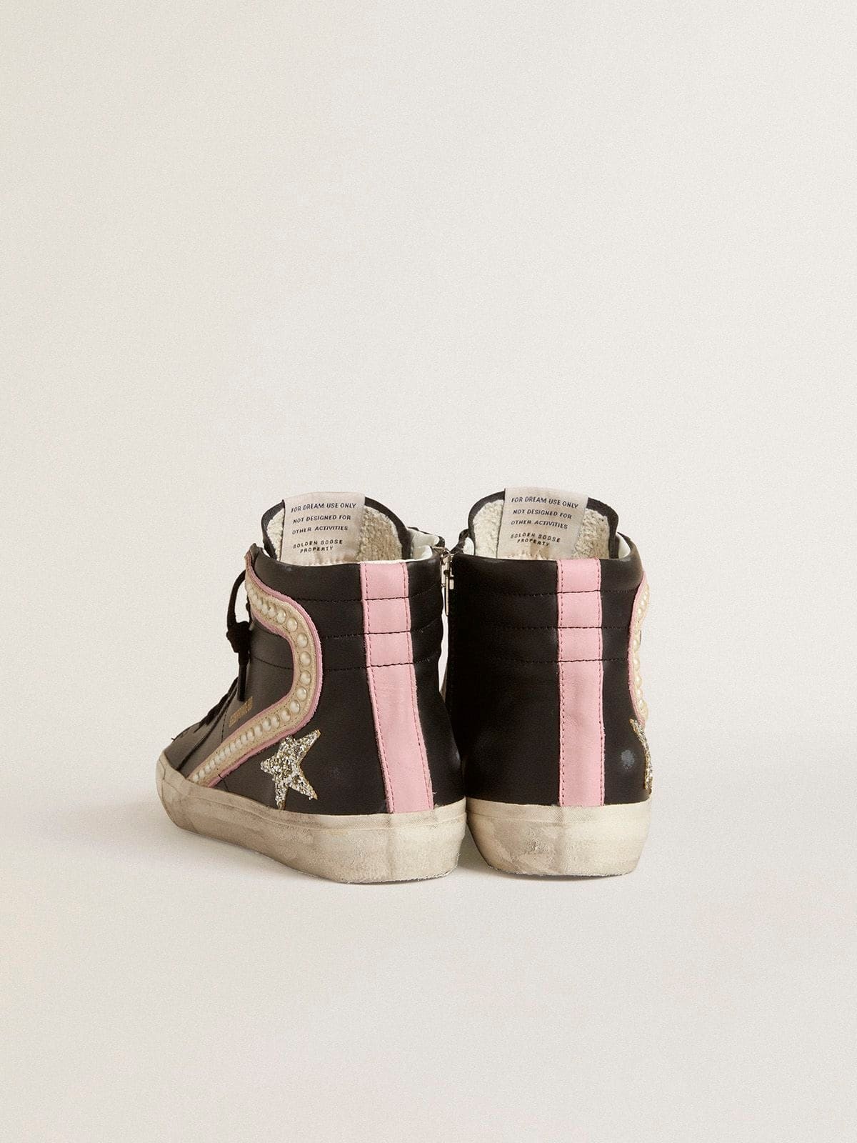 Slide LTD with platinum glitter star and suede flash with pearls - 4