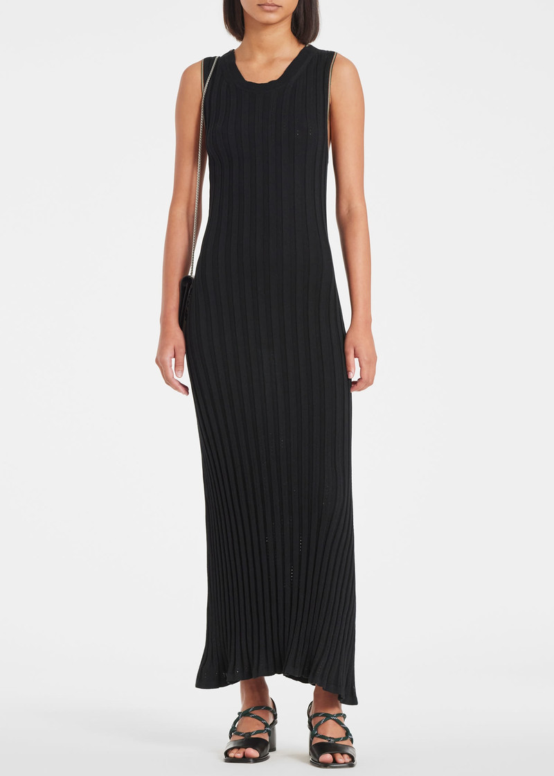 Black 'Signature Stripe' V Neck Knitted Dress 3