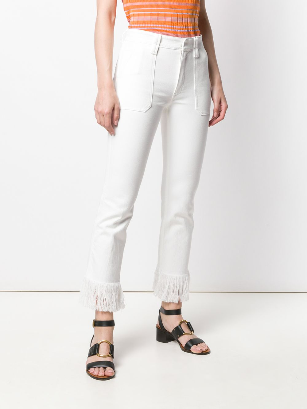 fringe trimmed jeans - 3