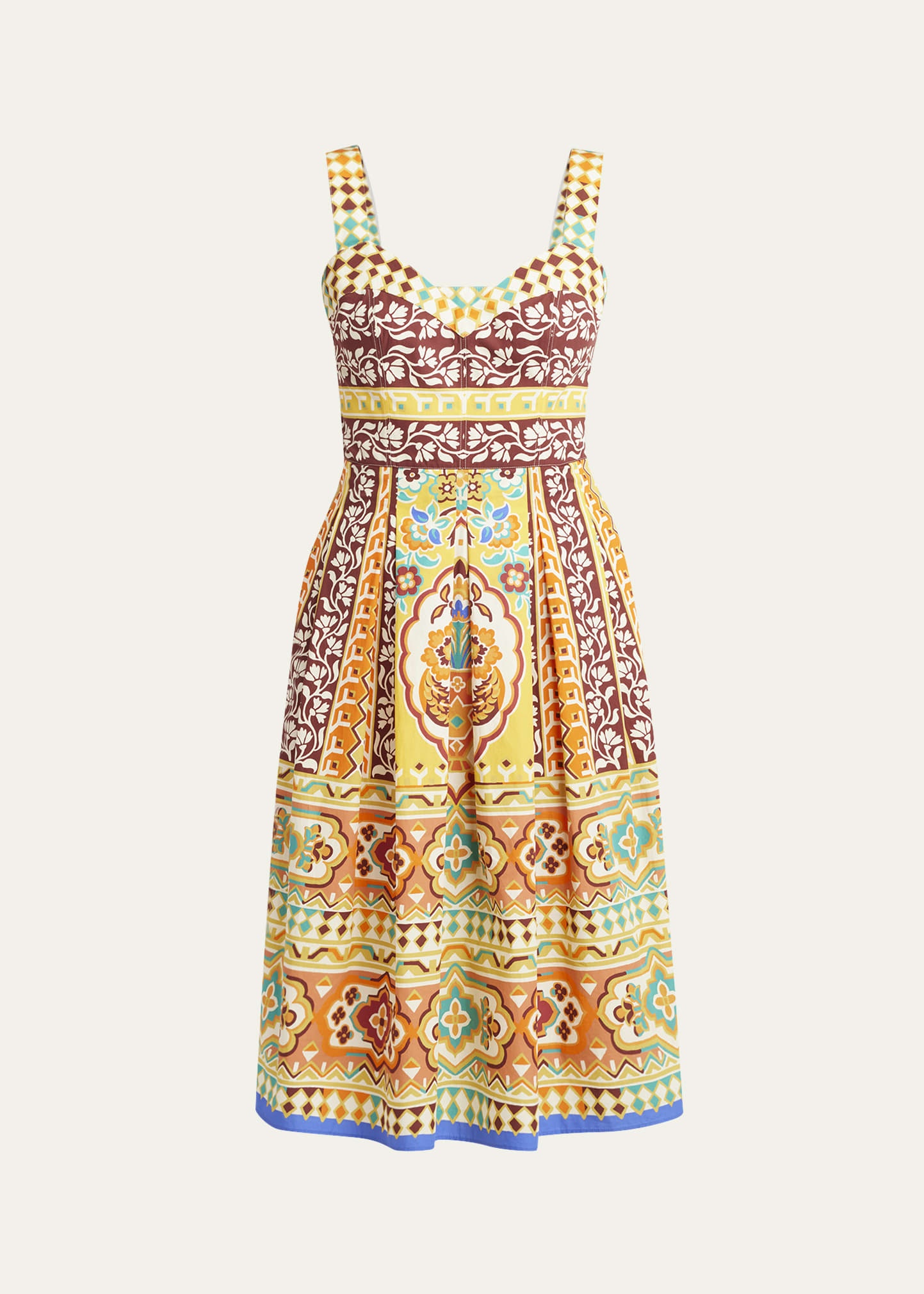 Sleeveless Pleated Poplin Midi Dress - 1