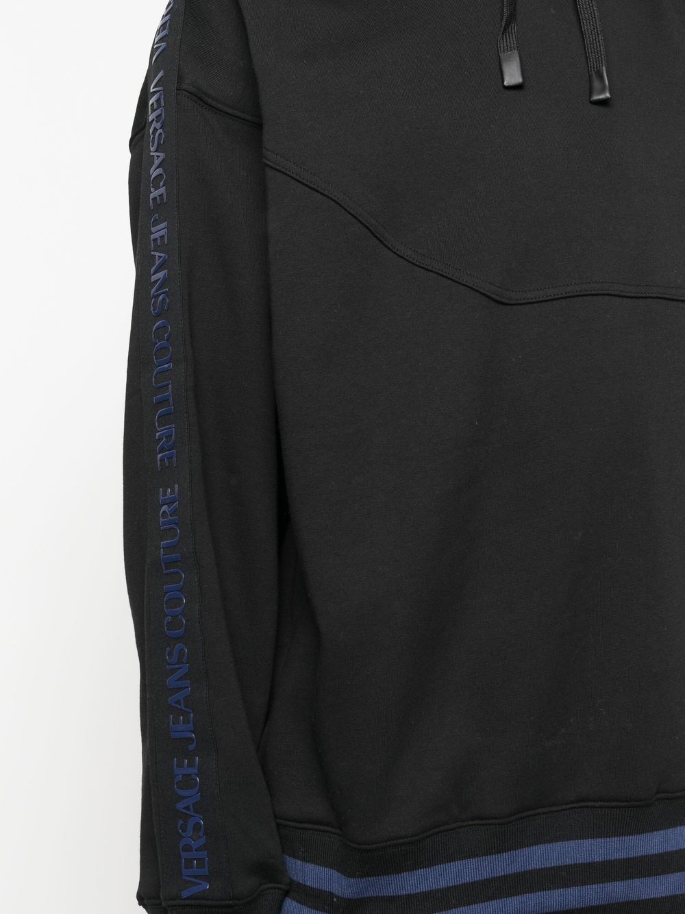 logo-print striped-trim hoodie - 5