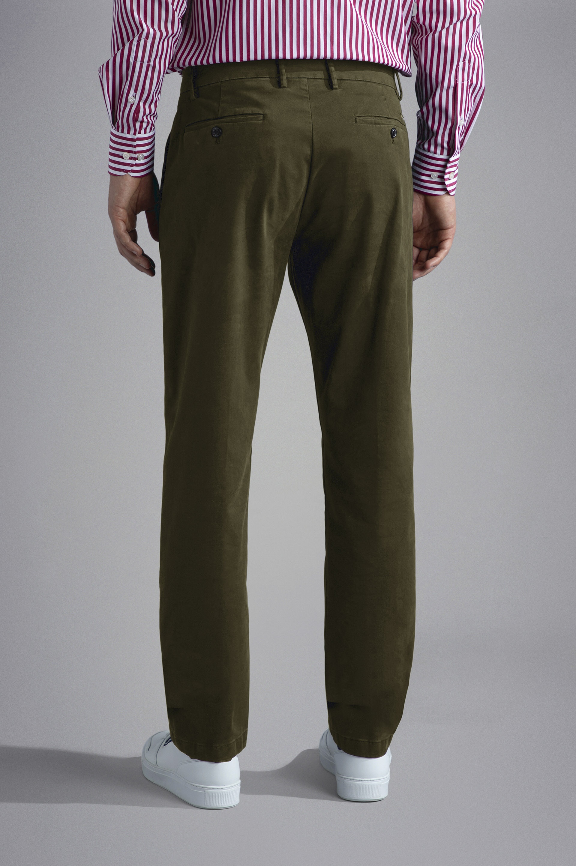 STRETCH COTTON REGULAR CHINO TROUSERS - 3