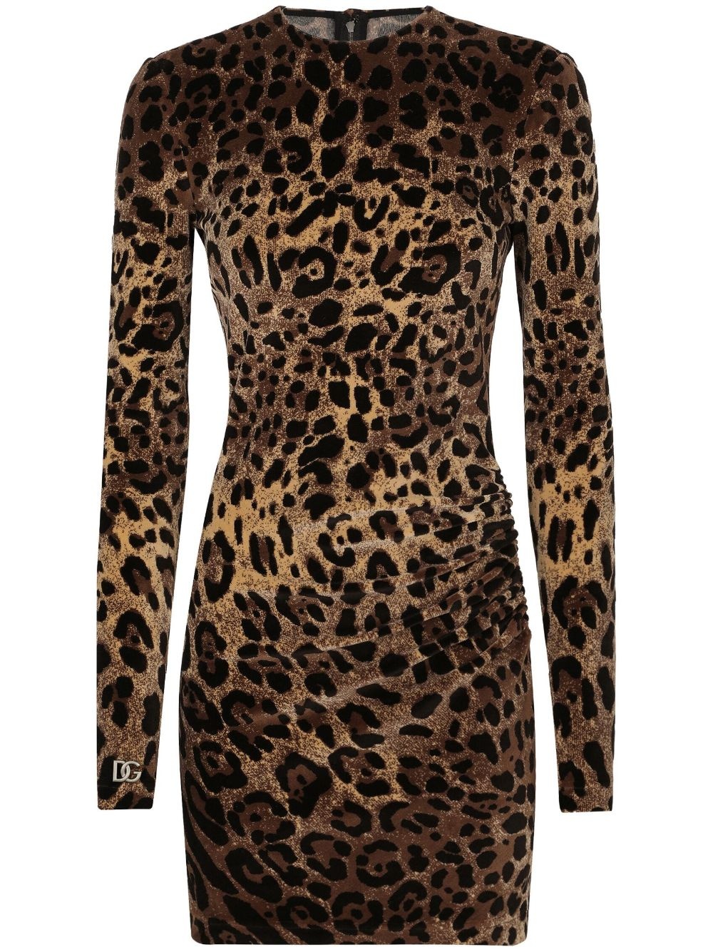 logo-plaque leopard-print dress - 1