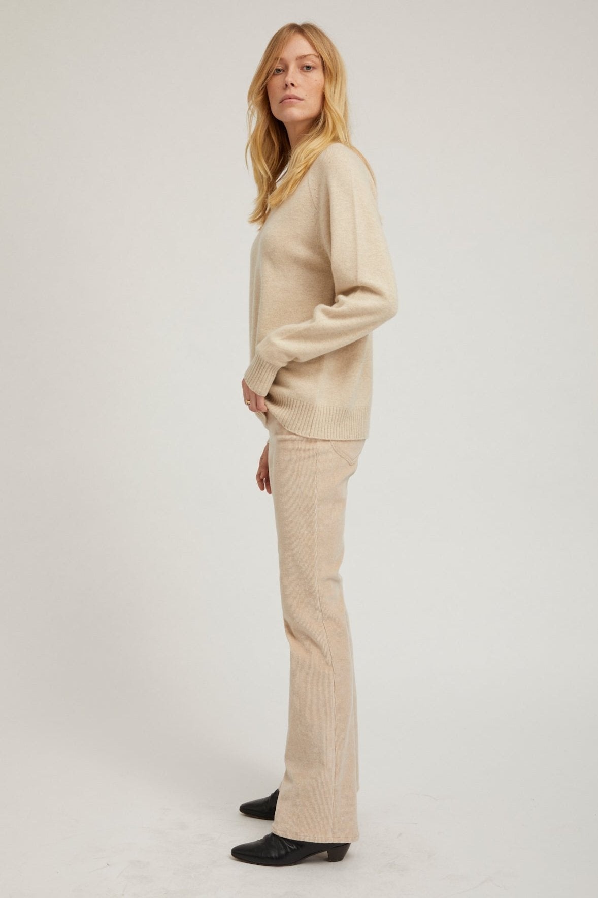 OYSTER CASHMERE BOYFRIEND SWEATER - 3