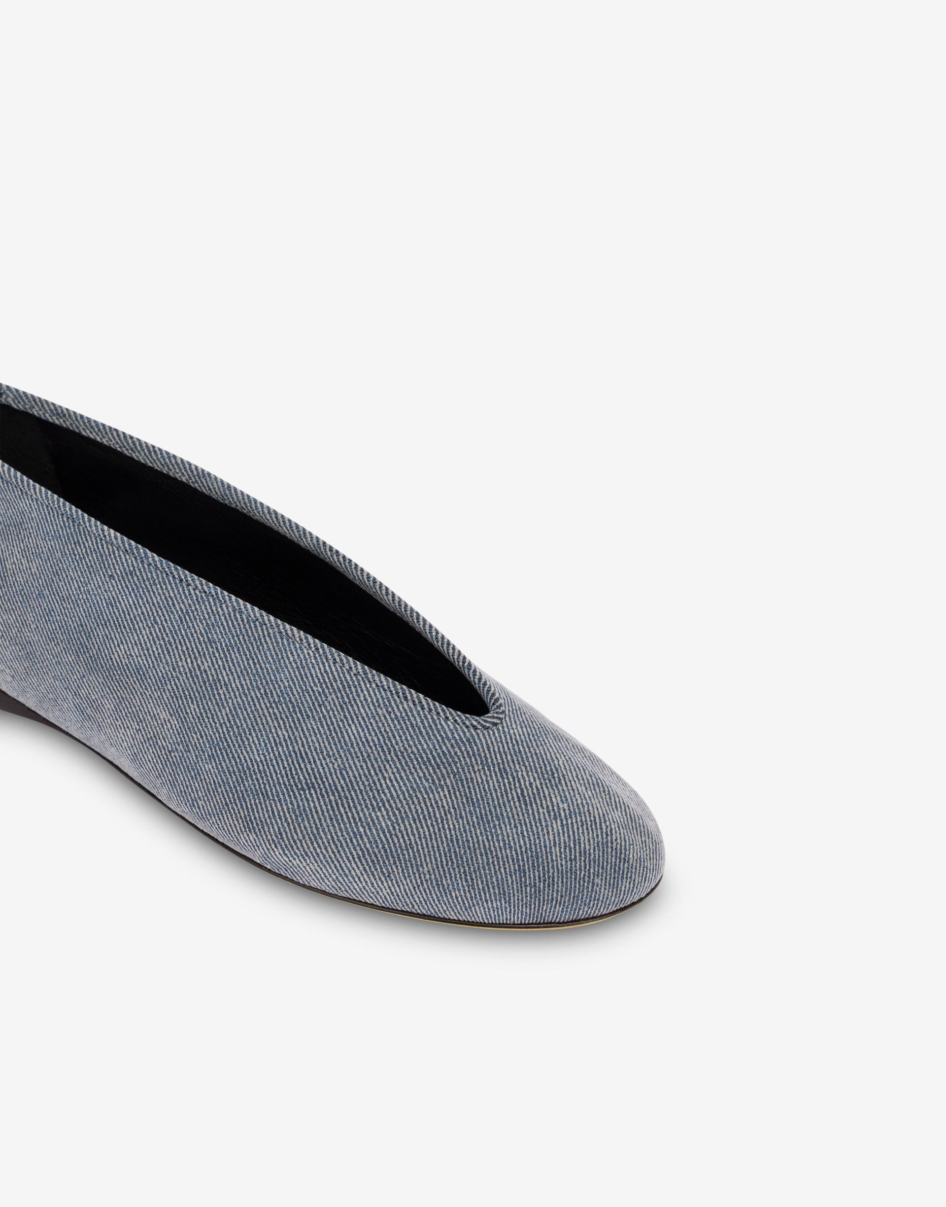 FLOCKED DENIM BALLET FLATS - 3