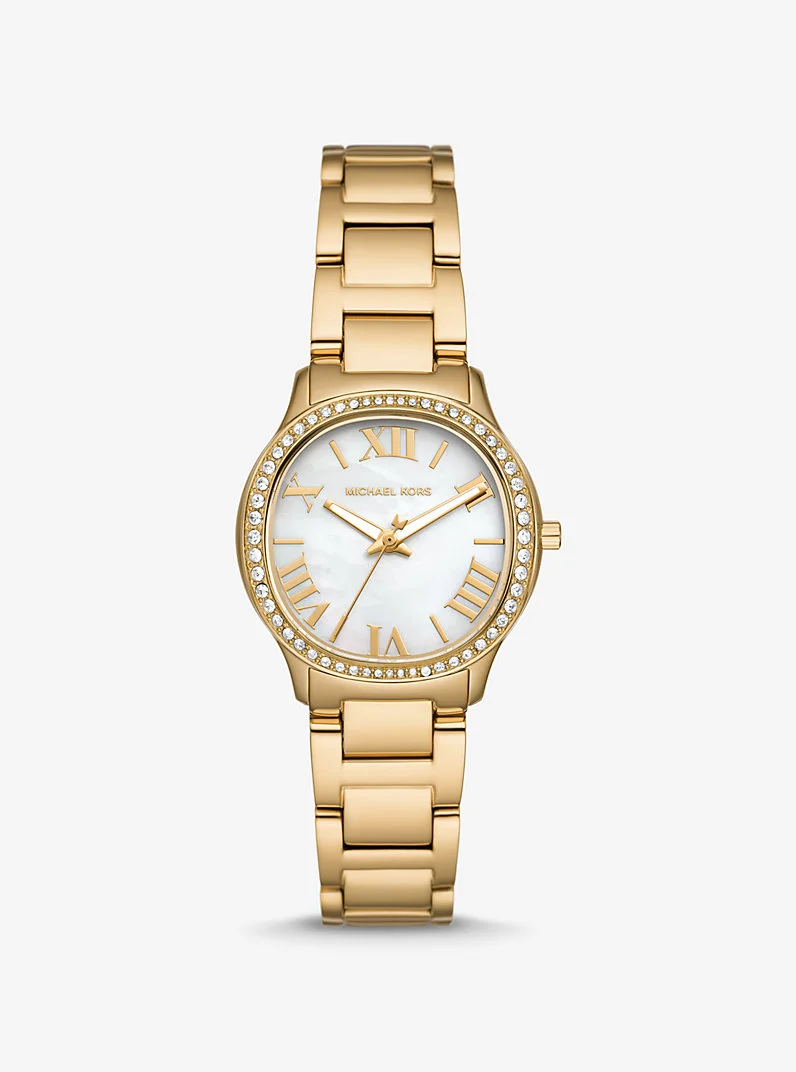 Mini Sage Pavé Gold-Tone Watch - 1